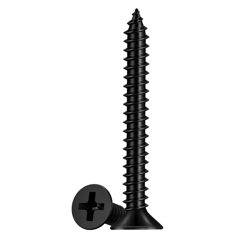 LERNOU 100 Pcs #7 X 2'' Drywall Screws,Black Wood Screw,Flat Head Phillips Screws Self Tapping Screws Used in Furniture,Woodworking Repairs and DIYProjects（M4 X 50mm） - Image 1